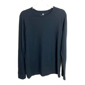 Mack Weldon Shirt M Black Long Sleeve Crew Neck Thermal Waffle Knit Casual